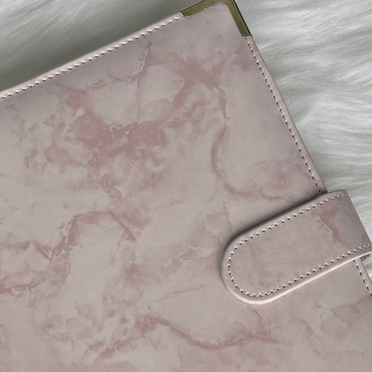 Blush Pink A5 Marble Budget Binder exclusively available at Budgeting Basics Trinidad and Tobago