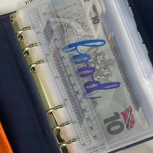 Clear Snap-In A6 Bookmark Ruler or A6 Budget Binder exclusively available at Budgeting Basics Trinidad and Tobago
