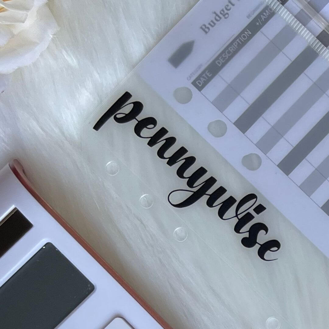 Cursive Bold Customised Transparent Cash Envelope with Zipper exclusively available at Budgeting Basics Trinidad and Tobago