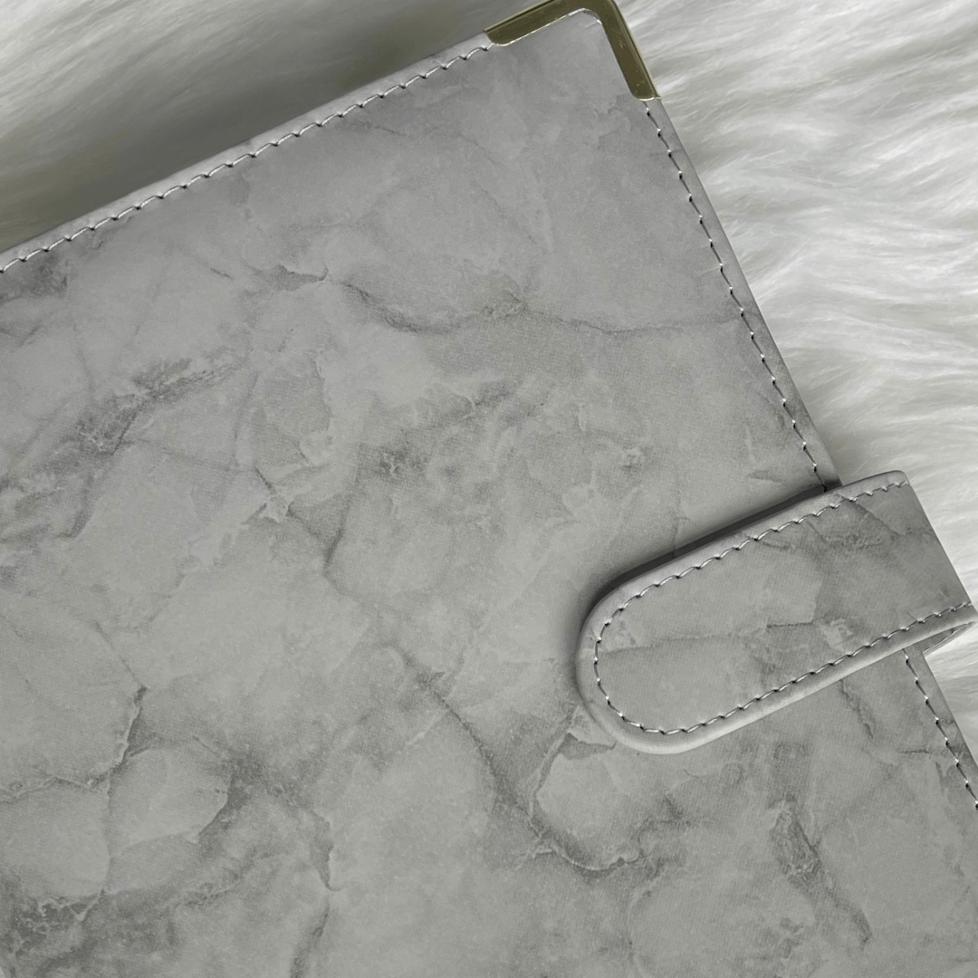 Grey A5 Marble Budget Binder exclusively available at Budgeting Basics Trinidad and Tobago