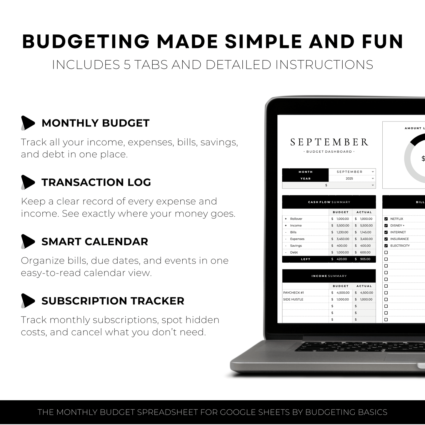Monthly Budget Spreadsheet | Digital Download