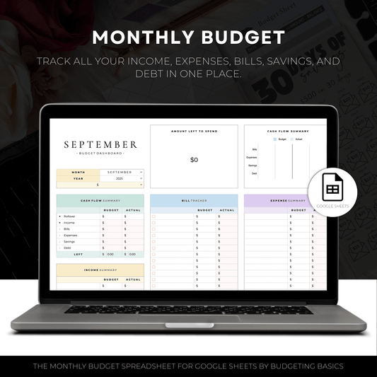 Monthly Budget Spreadsheet | Digital Download