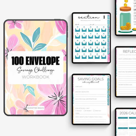 100 Envelope Saving Challenge | Digital Workbook