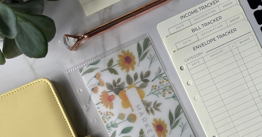 Yellow Budget Binder with Floral Vellum Insert exclusively available at Budgeting Basics Trinidad and Tobago