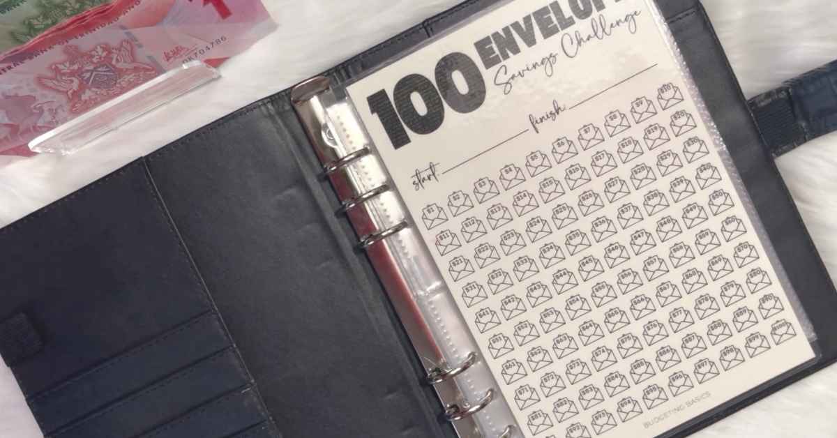 Load video: 2 Ways To Use The Viral 100 Envelope Savings Challenge!Option 1Start by using the pockets numbered one to 100. The number on the pocket is the dollar amount you will save. For example, place $10 in the pocket labeled $1020 in pocket 20 and so on. Once you’ve filled all the pockets, you’ll have saved $5,050. Use our savings challenge tracker to monitor your progress.Option 2Place $100 in every pocket numbered one to 100. Once you’ve filled all the pockets with $100, you’ll have saved $10,000. Use our savings challenge tracker to monitor your progress.What is the Viral 100 Envelope Savings Challenge?The 100 Envelope Savings Challenge is a super easy and fun way to save $5050 dollars using the cash stuffing method. Using a binder and cash envelopes numbered 1 to 100, you can set aside cash on a daily, weekly, bi-weekly, or monthly basis and at the end of this challenge you could set aside more than $5,000!The 100 Envelope Savings Challenge Budget Binder is a super easy and fun way to save money! You can save up to $5050 with the 100 Envelope Savings Challenge. Using envelopes labeled 1 to 100, you could set aside more than $5,000 within 100 days or save on a weekly, bi-weekly, or monthly basis. The 100 Envelope Savings Challenge is exclusively available at Budgeting Basics Trinidad and Tobago.Shop Nowhttps://budgetingbasicstt.com/pages/100-envelope-savings-challenge#budgetbinder #savingchallenge #cashstuffing #100envelopechallengeWhat is the 100 Envelope Savings Challenge and How to do it?https://budgetingbasicstt.com/blogs/budeting-tips-budgeting-basics/what-is-the-100-envelope-savings-challenge-and-how-to-do-it