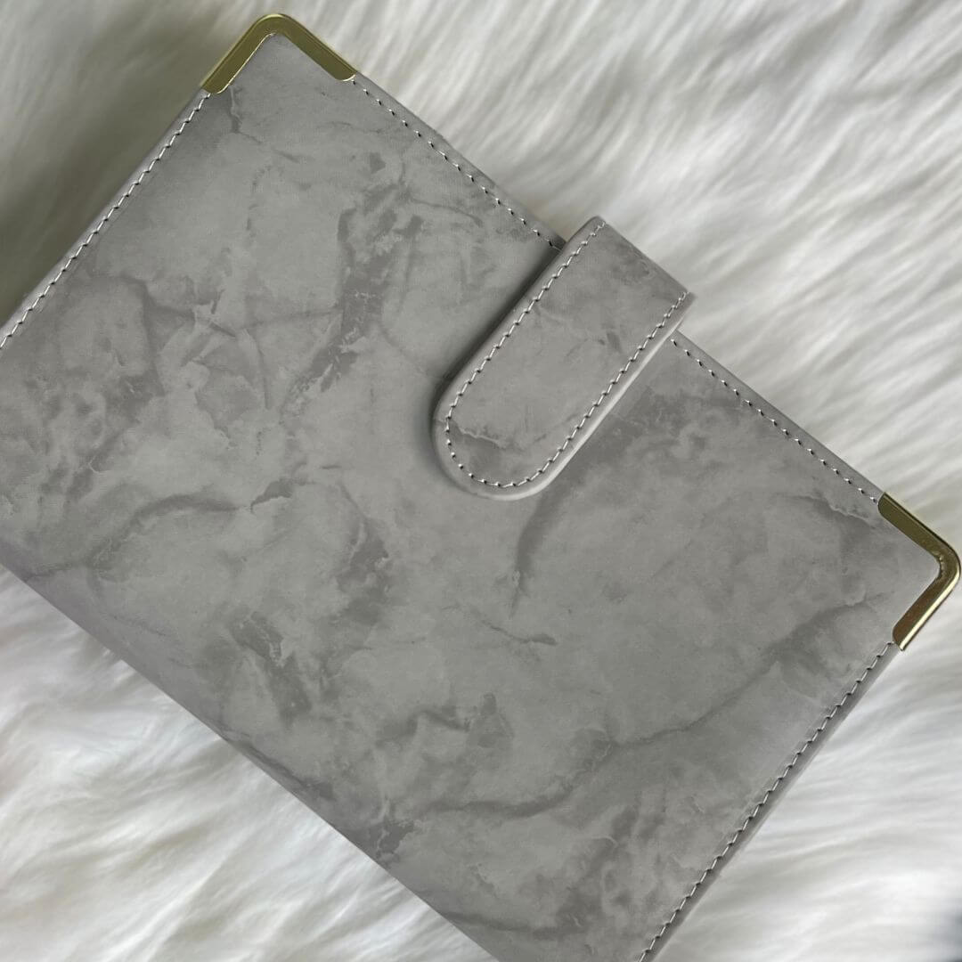 Grey Marble A6 Budget Binder exclusively available at Budgeting Basics Trinidad and Tobago