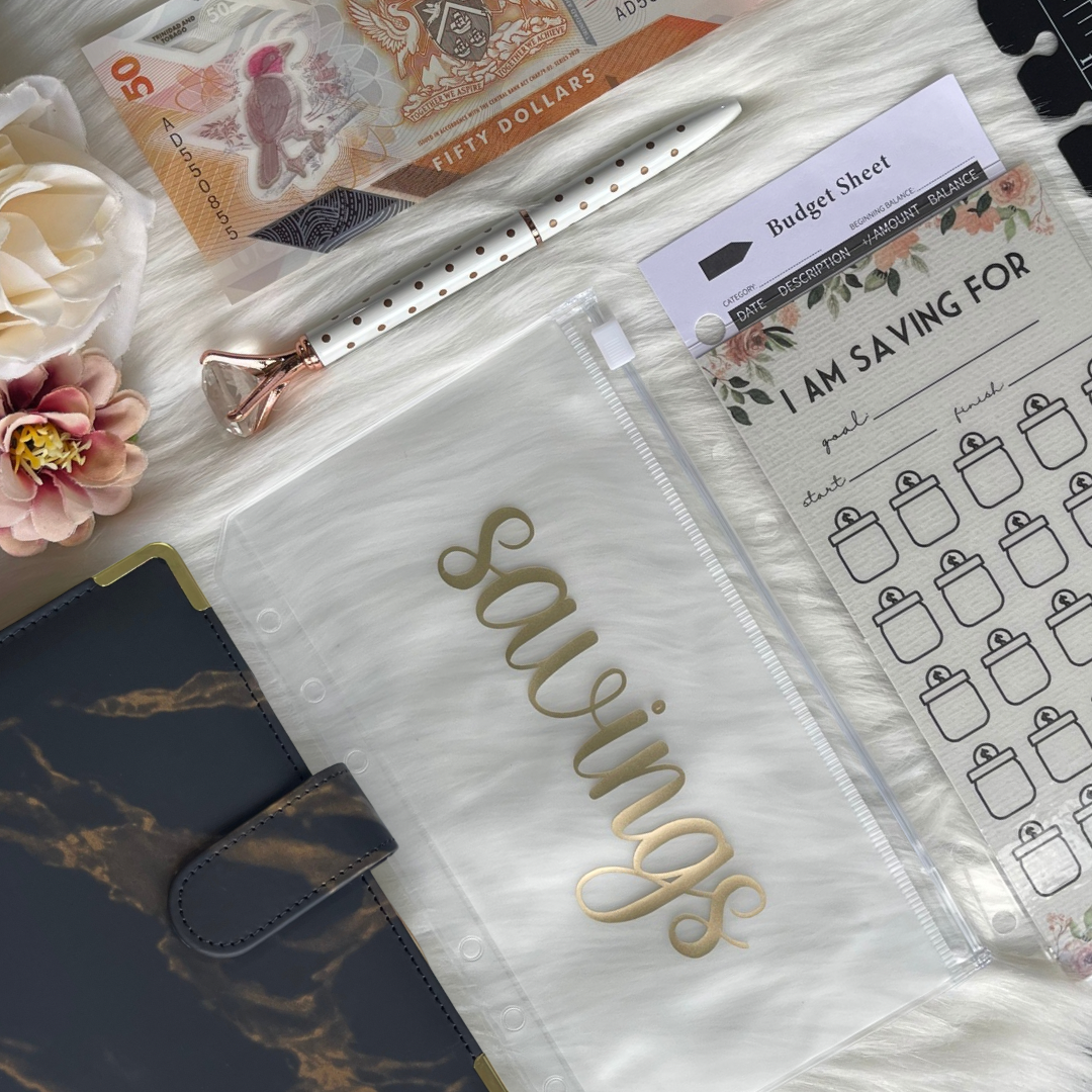 A6 Black Marble Budget Binder exclusively available at Budgeting Basics Trinidad and Tobago 