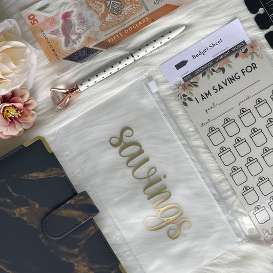A6 Black Marble Budget Binder exclusively available at Budgeting Basics Trinidad and Tobago 