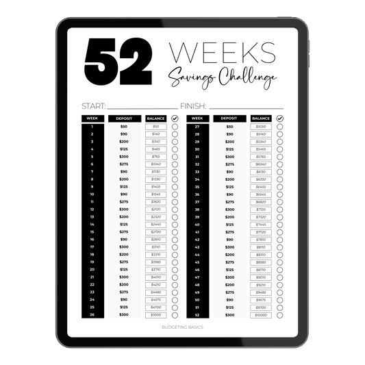 52 Weeks Savings Challenge | Printable