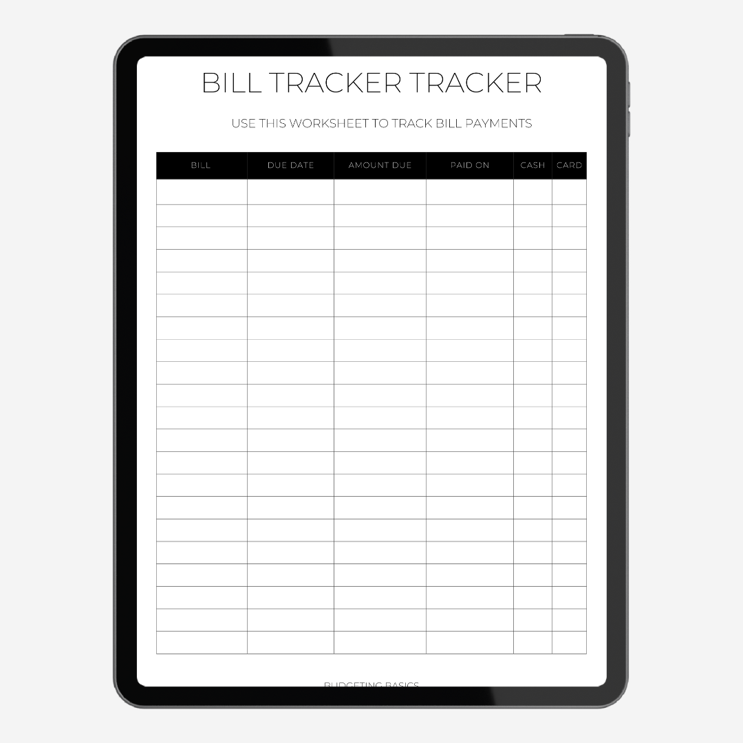 Monthly Bill Tracker | FREE Downloadable Worksheet – Budgeting Basics