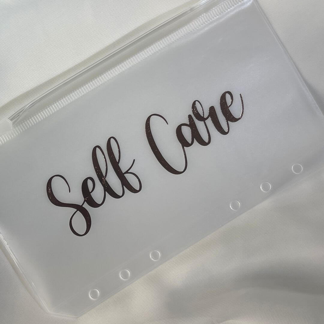 Self Care Gold File Pocket with Zipper exclusively available at Budgeting Basics Trinidad and Tobago