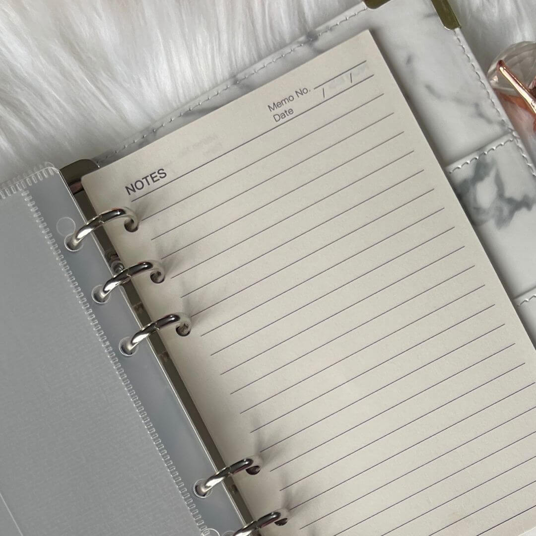 White Marble A6 Budget Binder exclusively available at Budgeting Basics Trinidad and Tobago