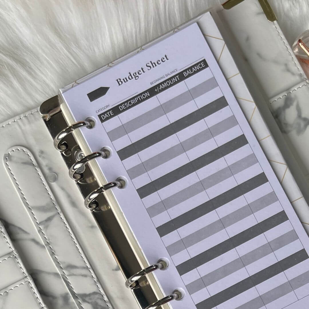 White Marble A6 Budget Binder exclusively available at Budgeting Basics Trinidad and Tobago